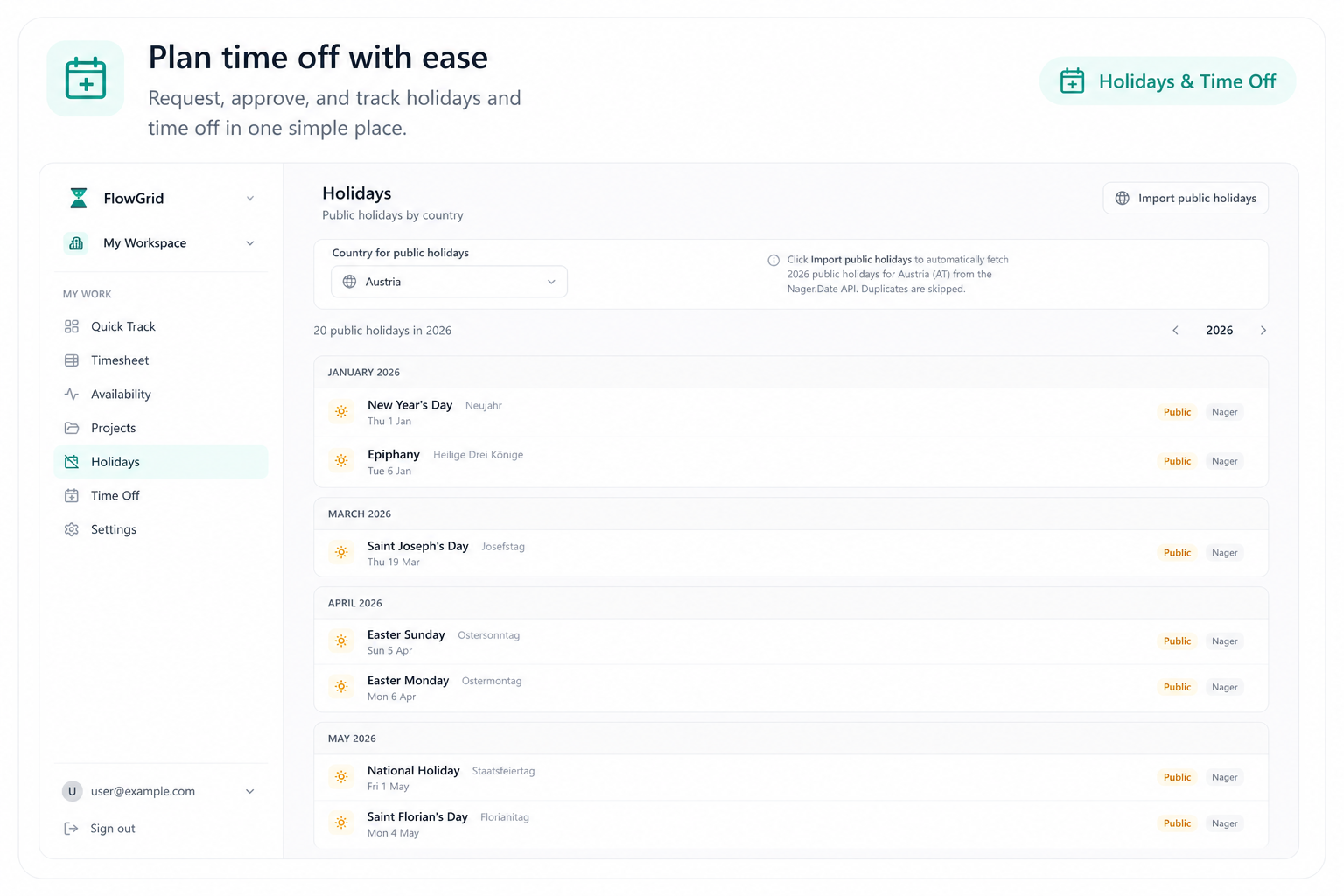FlowGrid | Time Tracking and Team Planning for Small Teams