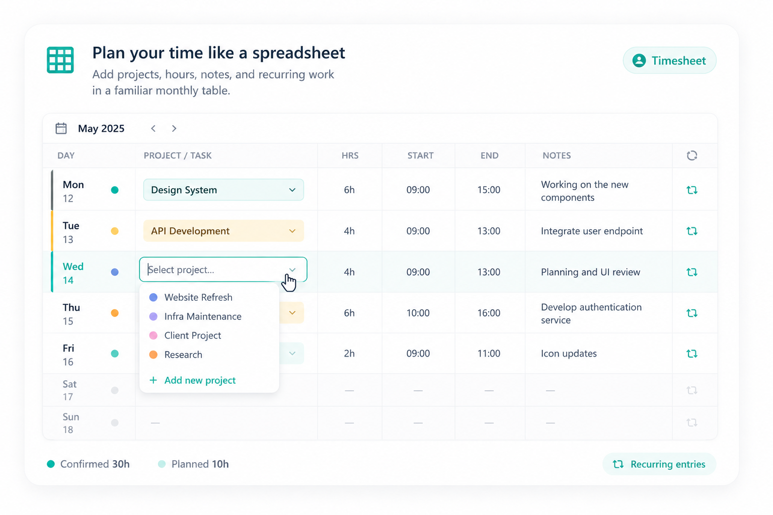 FlowGrid | Time Tracking and Team Planning for Small Teams