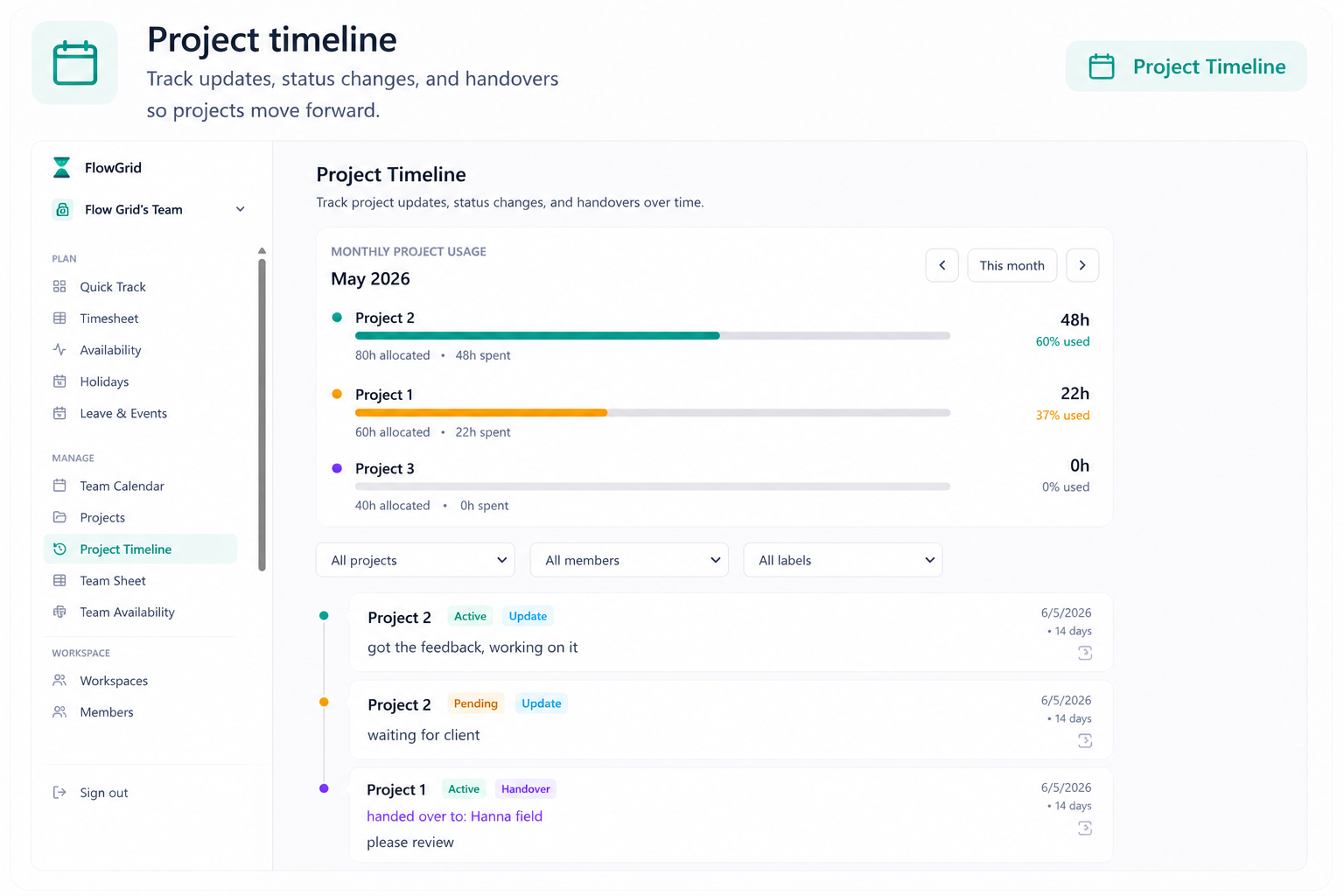 FlowGrid | Time Tracking and Team Planning for Small Teams